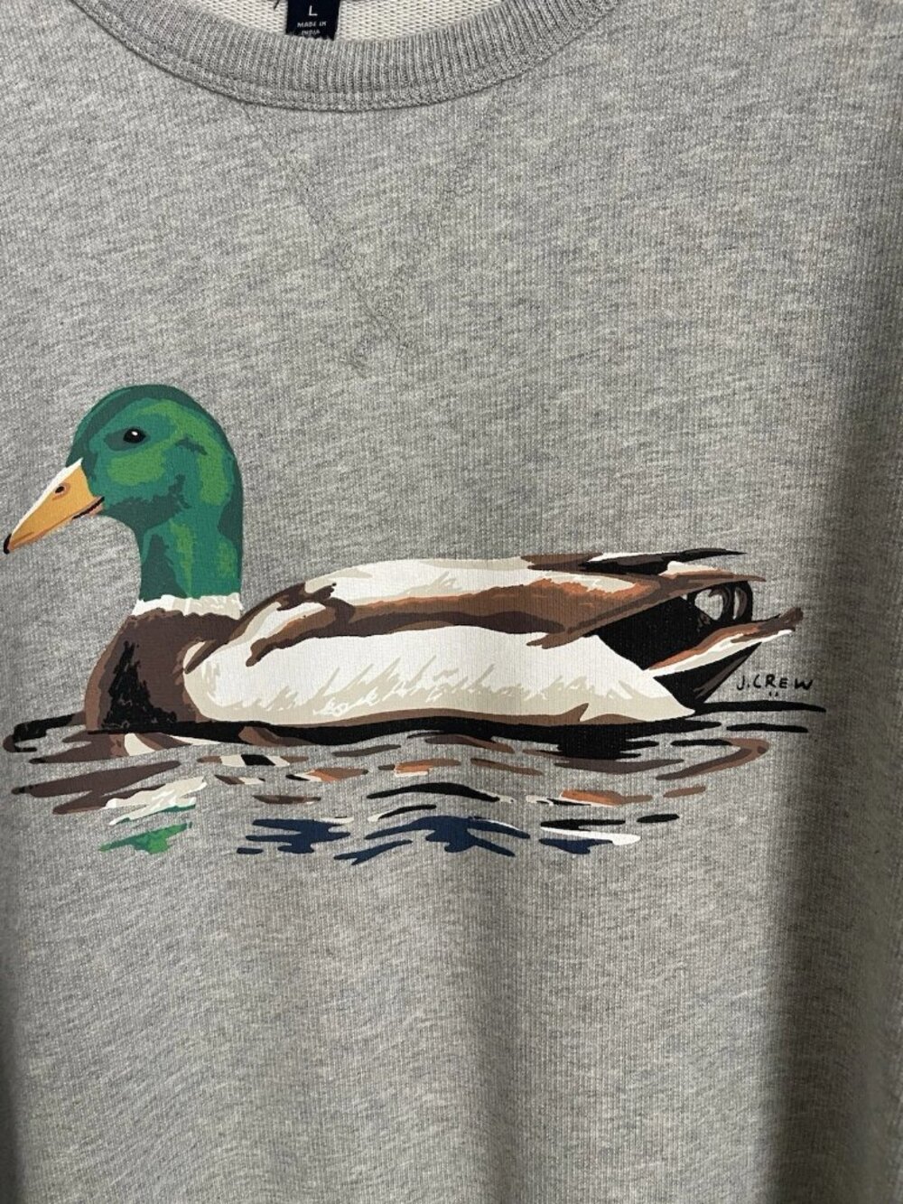 J Crew Factory Gray Terry Mallard Duck Sweatshirt BR829 Men's - Picture 5 of 7